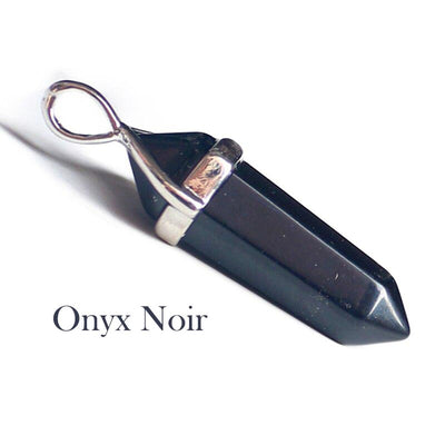 Pendentif Pierre Pointe Onyx Noir sur fond blanc Kaosix