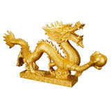 Statue Dragon Chinois doré Perle Feng Shui sur fond blanc Kaosix