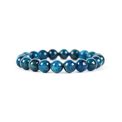 bracelet apatite bleu sur fond blanc avec cadre orange Kaosix